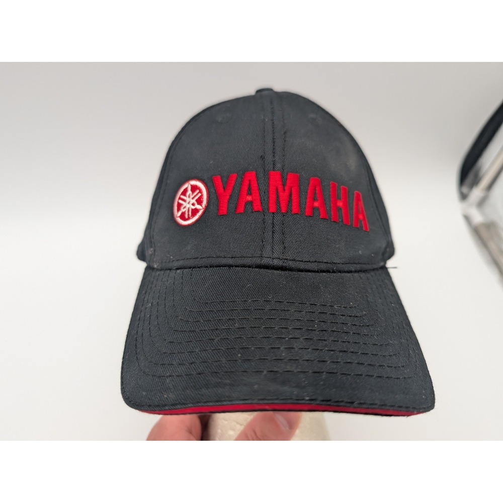 Yamaha Motorsports Baseball Cap Black Red Embroidered Logo Adjustable Hat Cotton